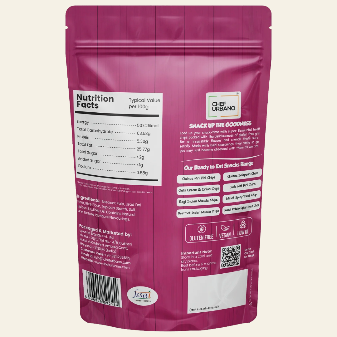 Gluten-Free Beetroot Chips Indian Masala, 70 g