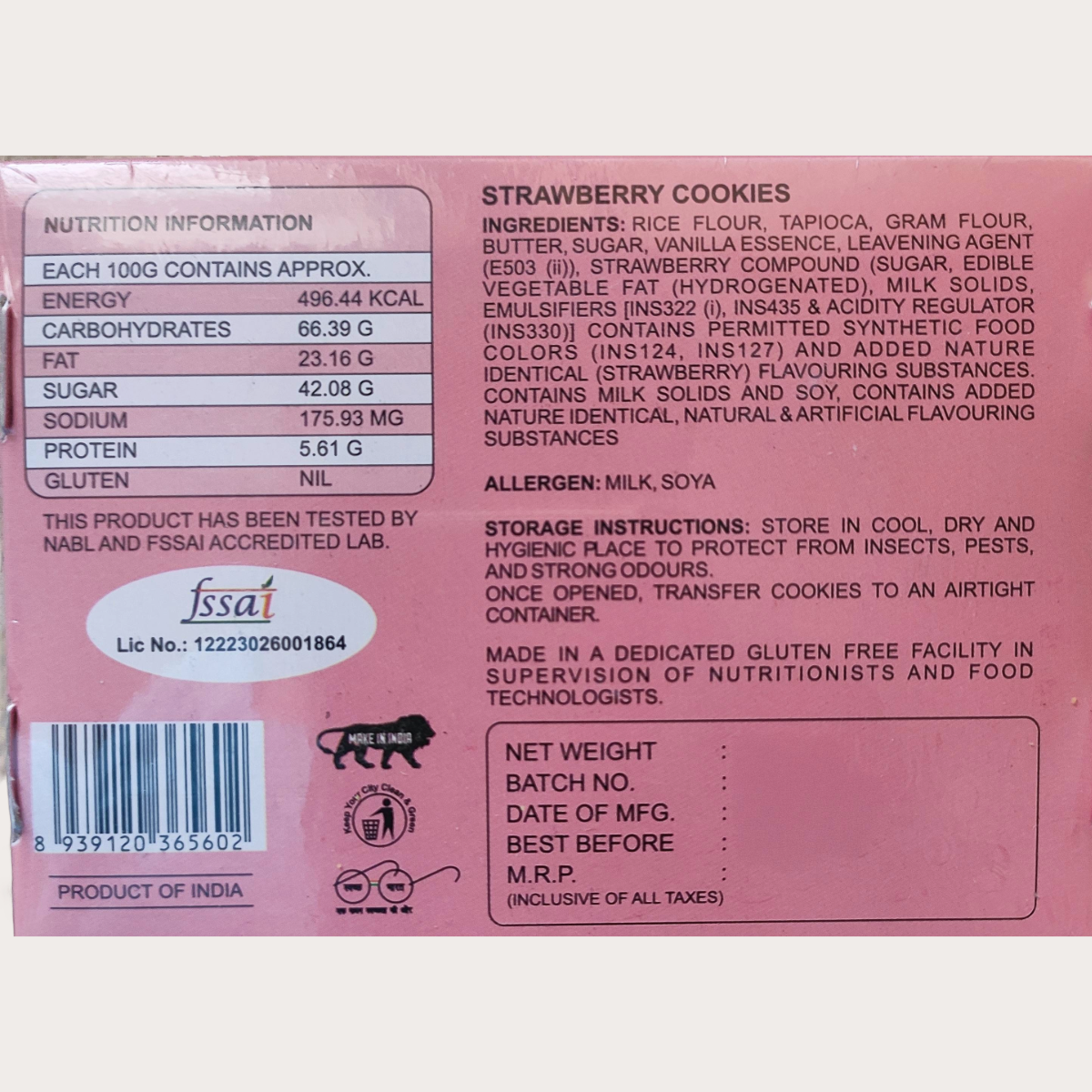 Gluten-Free Strawberry Cookies 180 g, ₹ 155.00