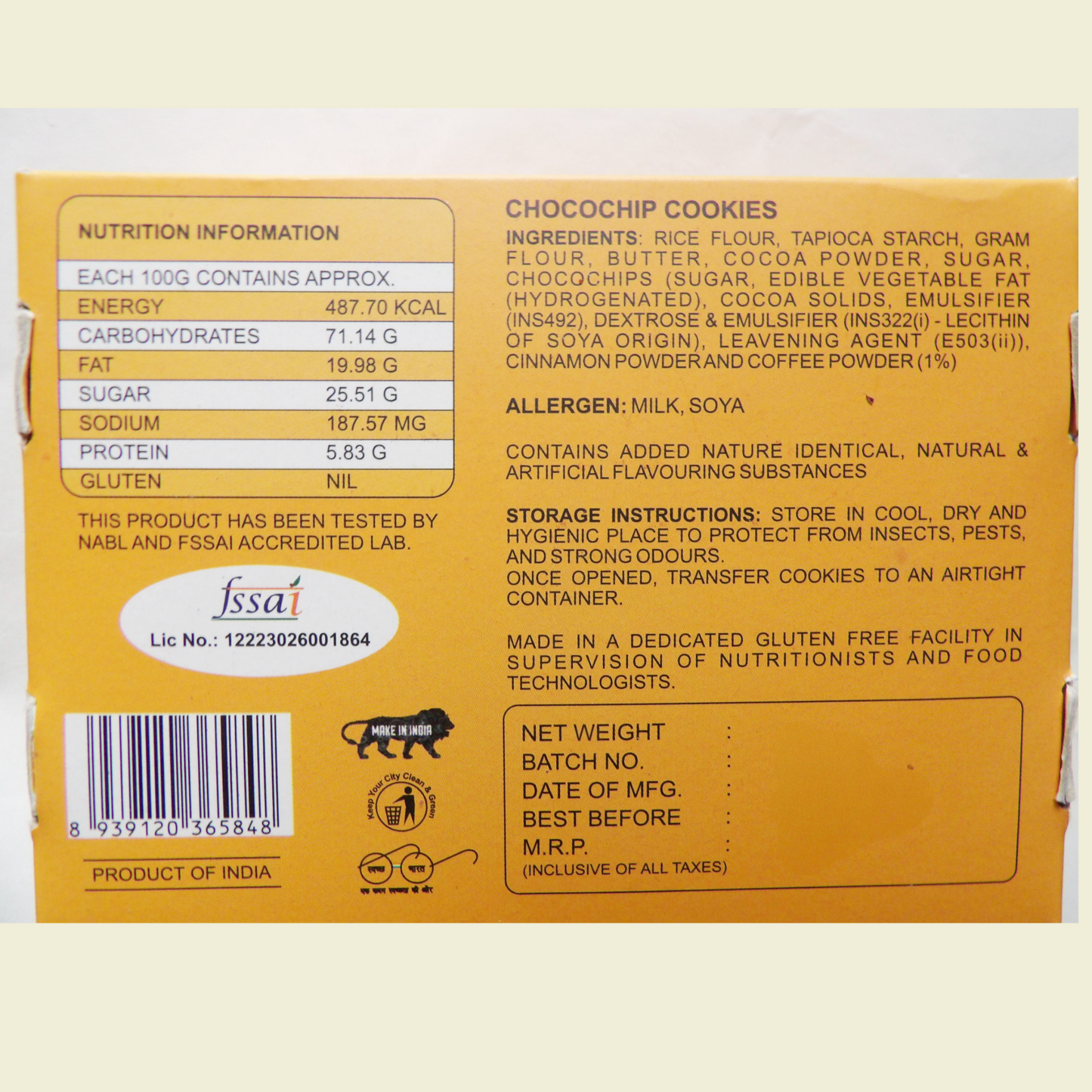 Gluten-Free Chocochips Cookies, 200 g, ₹ 135.00