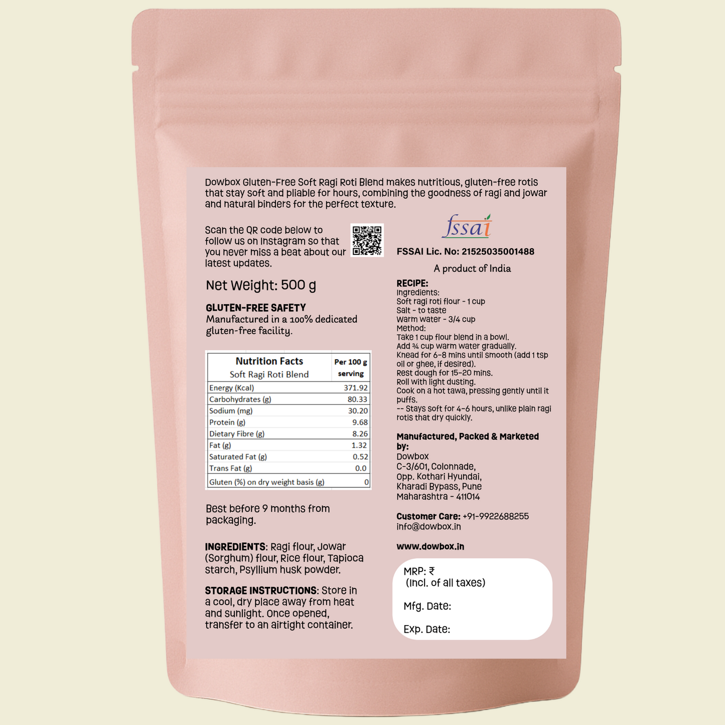 Soft Ragi Roti Blend 500 g,  ₹ 219.00