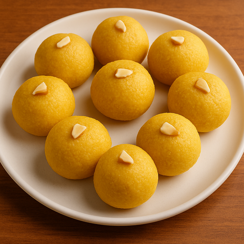 Yellow Moong Dal Flour Ladoo (Serves 4-5, makes 10-12 laddoos)